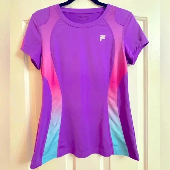 Fila Sport Performance Colorful Workout Exercise Top Shirt Womans Small - Picture 1 of 10
